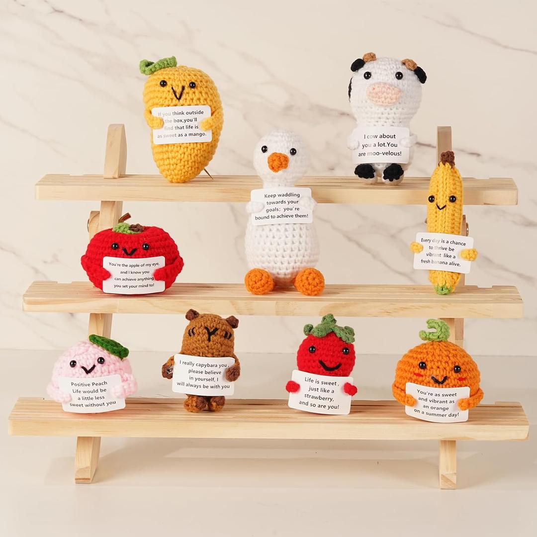 Emotional Support Plush, Emotional Support Crochet Animals, Positive Plush, Positive Crochet Animals, Emotional Support Crochet, Emotional Support Coworker (Pack of 9)