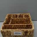 StorageWorks Wicker Silverware Organizer with Handle, Water Hyacinth Kitchen Utensil Holder, Large Utensil Holder for Kitchen Counter, Spoon Forks Cutlery Caddy, Paper Plate Dispenser for Countertop