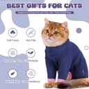 Cat Pajamas for Cats Only, Sticky Hair Cat Clothes, Sphynx Hairless Cats Sweater, Recovery Suit After Surgery, Prevent Lost Hair Kitten Onesie Shirts Costumes Outfits for Pet (Small, Blue)