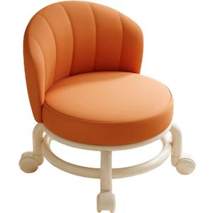 Rolling Stools with Wheels, Little Low Small Stools on Wheels with Backrest, Swivel Chair Stool, 360 Degree Rotating Low Stool, Short Roller Seat Chair for Home Office Garage Salon Kitchen