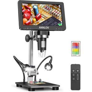ANNLOV 7" HDMI Digital Microscope, 1500X 16MP LCD Coin Microscope with Lights, Video Soldering Microscope for Adults, Compatible with TV/Windows/Mac