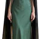 Mesh Sheer Crewneck Shawls and Wraps for Women Evening Dresses Chiffon Long Capes Wedding Cover Up One Size