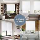 AOSKY Blackout Roller Shades Cordless Blinds for Windows, Free-Stop Shades with Valance, Thermal Insulated Fabric, UV Protection, Natural Woven Blinds for Home and Office (74" W x 72" H, White)