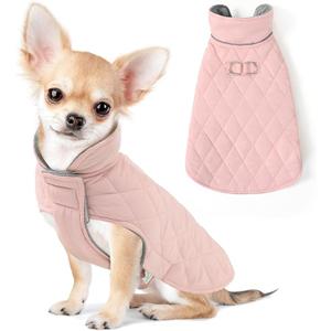 Mile High Life Dog Warm Coat, Small Dog Winter Jacket Windproof Water Resistant Cold Weather Coats Cozy Snow Jacket Vest for Puppies (Pink, Small Chest 14.5