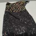 Women's Sparkly Sequin One Shoulder Sleeveless Short Dress Elegant Glitter Bodycon Patchwork Party Club Night Dresses (L)