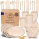 FOODLE Wheat Straw Dinnerware Set - Picnic, Camping Plates Cups and Bowls
BPA-Free & Safety Tested - Microwave & Dishwasher Safe - College Dorm Unbreakable Dishes - Great for Kids & Adults - For 4