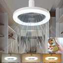 Silent Socket Fan Light - Screw-in Ceiling Fan Light Socket, LED Bulb Fan, Ceiling Fan Light with Light and Remote Control for Kitchen Bathroom Storage Garage (Grey)