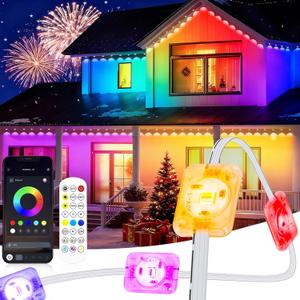 50Ft Permanent Outdoor Lights, 30 LED Eternity RGB&IC Smart Eaves Lights with Remote App 209 Scene Modes IP67 Waterproof for Christams, Party Decor