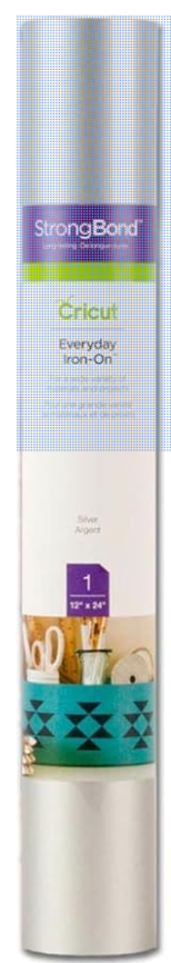 Cricut Everyday Iron On - Silver, 1-Pack of 2ft Rolls (12"x24"), 6ft Total - HTV Heat Transfer Vinyl for Shirts, Apparel, Hats & More - Compatible with Maker & Explore Machines
