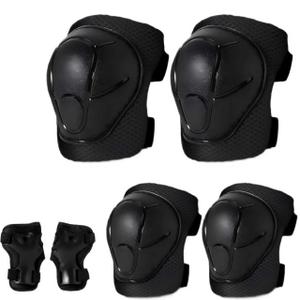 Gradient Color Knee Pads for 2-14+ Ages Kids Knee Elbow Pads Wrist Guards with Drawstring Bag Adjustable Protective Gear Set for Girls Boys Roller Skating Bike Cycling Skateboard Scooter, Black, Medium