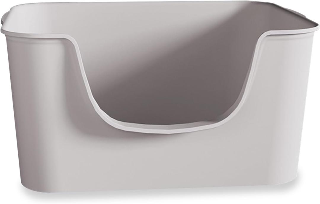 Small Cat Litter Box with High Sides,Cat Boxes for Indoor Cats,Cat Litter Pan for Kitty,Litter Box with Low Entry,Easy to Clean,Anti-Splashing (Grey)