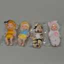 Hanaive 4 Pcs 4 Inch Mini Baby Dolls Lifelike Realistic Baby Dolls Animal Clothes Cute Tiny Gifts for Kids Birthday Party(Vivid Style)