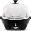 Elite Gourmet EGC-007B# Rapid Egg Cooker, 7 Easy-To-Peel, Hard, Medium, Soft Boiled Eggs, Poacher, Omelet Maker, Auto Shut-Off, Alarm, 16-Recipe Booklet, Black