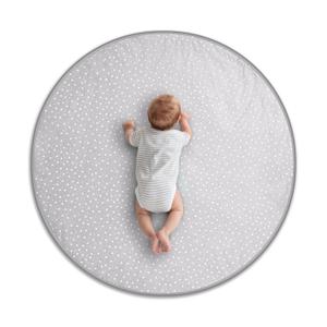 Byrd & Blume Round Baby Play Mat, Organic Cotton Soft Padded Nursery Floor Mat, Safe Hypoallergenic Baby Mat, Reversible, Foldable, Portable Infant Tummy Time Mat Fits Tents & Playpens (40"x40") Gray (Grey)