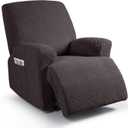 Ruaozz Recliner Sofa Covers Recliner Chair Covers Recliner Covers for Reclining Chair with Pockets Washable Furniture Protector with Elastic Bottom (1 Seater, Chocolate)