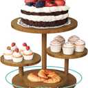 4 Tier Wood Round Cupcake Tower Stand for 50 Cupcakes, Rotatable Cake Stands with Tiered Tray, Solid Wood Dessert Display Platter for Party Birthday Graduation Baby Shower Wedding