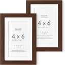 4x6 Picture Frame, Solid Oak Wood 4x6 Picture Frames with Mat to 3x5(Openning Size is 2.75x4.75), Natural Oak 6x4 Frame, (Walnut Set of 2)