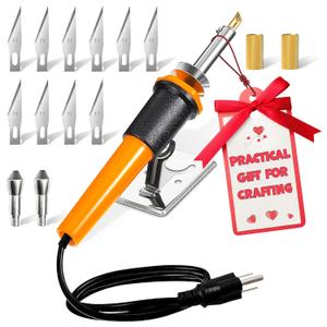 30W Electric Hot Knife Cutting Tool  Fast Heating Plastic Cutter Tool for Foam, Resin, Mesh | Includes 10 Blades, 2 Blade Holders, 1 Wood Burning Tip & Stand | Great Valentines Day Gift For Crafts