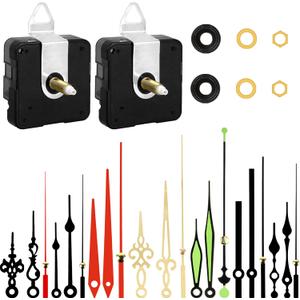 2pcs High Torque Quartz Clock Movement Mechanism Replacement Clock Kit with 7 Different Pairs of Hands Clock for DIY Handicrafts Repair Clock Parts Shaft Lengths 22mm