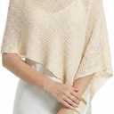 Chicingyou Summer Sheer Ponchos for Women, Lightweight Knit Popcorn Shrug Cape Pullover, Breathable Dress Cover up Wrap, Medium