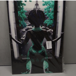Black Girl Wall Art African American Wall Decor Modern Paris Painting Pictures Canvas Prints Teal Bathroom Decor Framed Artwork for Bedroom (Teal Framed, 16 * 24 inch)