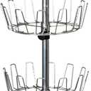 Household Essentials 4-Tier Revolving Shoe Tree, Heavy-Duty Steel with Stabilized Base, Holds 24 Pairs of Shoes, Great for Most Styles, Chromelike Finish (Silver)