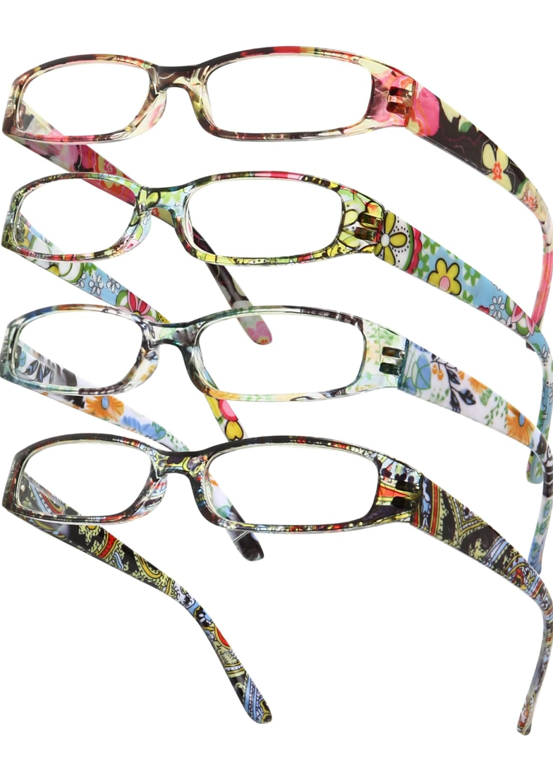 Gaoye 4-Pack Readers for Women, Blue Light Blocking Reading Glasses, Stylish Reading Glasses for Women in 4 Patterns