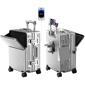 Zipperless Luggage, Polycarbonate Aluminum Hard Shell, Expandable Carry-On Suitcase with Spinner Wheels, Hard Shell Suitcase, 26 Inch Cabin