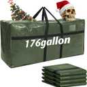 4 Pcs 176 Gallon Large Moving Bags with Zipper and Handles Christmas Tree Bags Foldable Heavy Duty XXL Totes for Christmas 4, 5, 7.5, 9, 10, 12 ft Tree Skeleton Blankets Storage (Green)