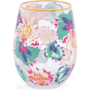 Mary Square 29284 Pink Peony Sorbet 8 ounce Glass Stemless Wine Tumbler Drinking Glass for Wine and Spirits