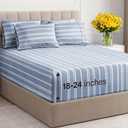 Extra Deep King Sheet Set - 6 Piece Breathable & Cooling Sheets - Hotel Luxury Bedding Set w/18-24 Inch Extra Deep Pockets - Easy & Secure Fit - Soft, Wrinkle Free and Comfy - Blue Stripes, King Size