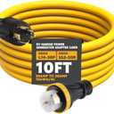 Tellegloww 10FT NEMA L14-30P to SS2-50R RV Marine Power Generator Adapter Cord, 30A 4 Prong Locking Generator L14-30P Male to 50A Marine Shore Power SS2-50R Female with Locking Ring 125V/250V