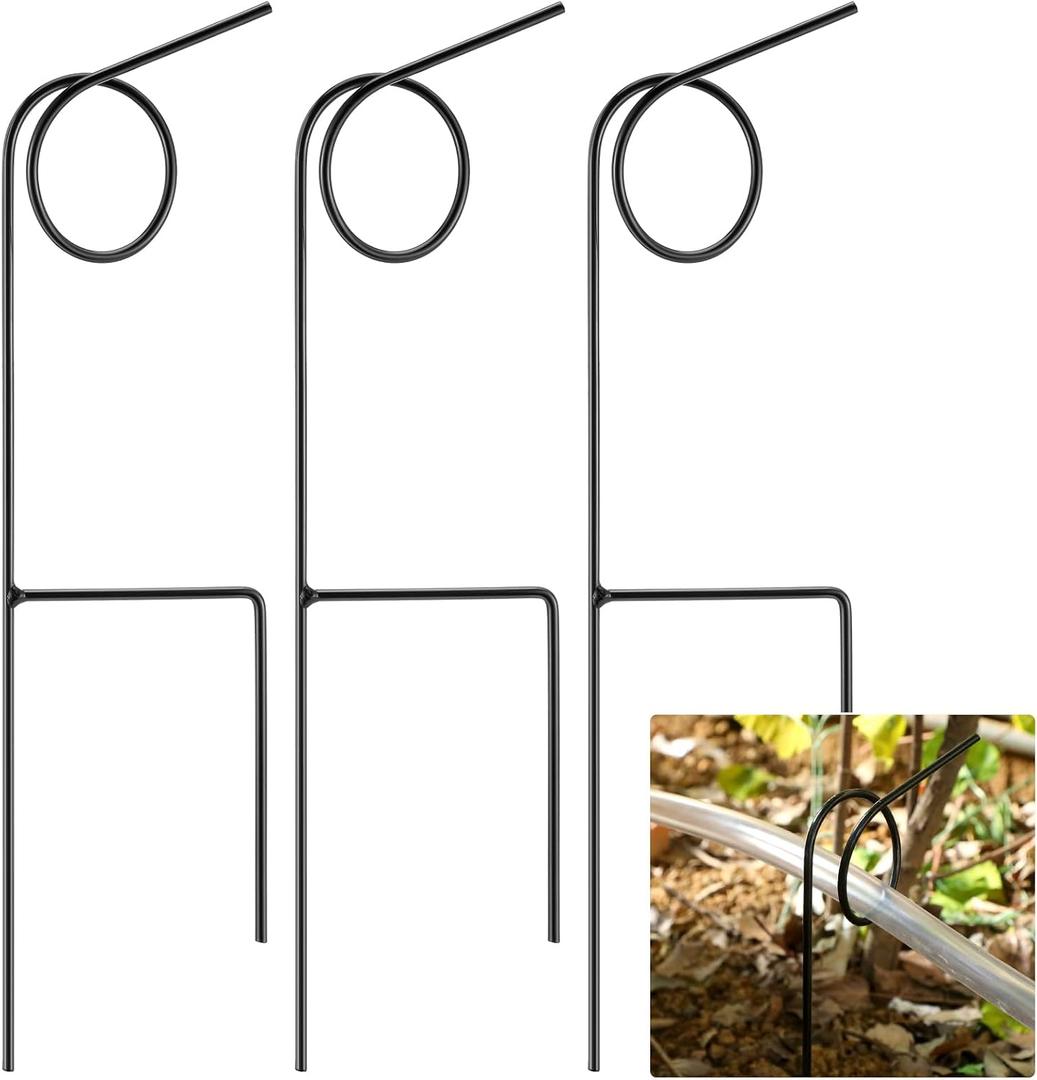 Teenyyou 3 Pcs Plant Protection Hose Guide 17.5 Inch Heavy Duty Metal Garden Stakes Plant Saving Water Hose Holder Lawn & Garden Watering Equipment 360 Degree Rotation for Yard Lawn