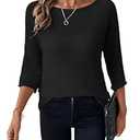 SweatyRocks Women's Sheer Pullover Sweater Loose 3/4 Sleeve Tops Dressy Casual Knit Sweater (Black) S