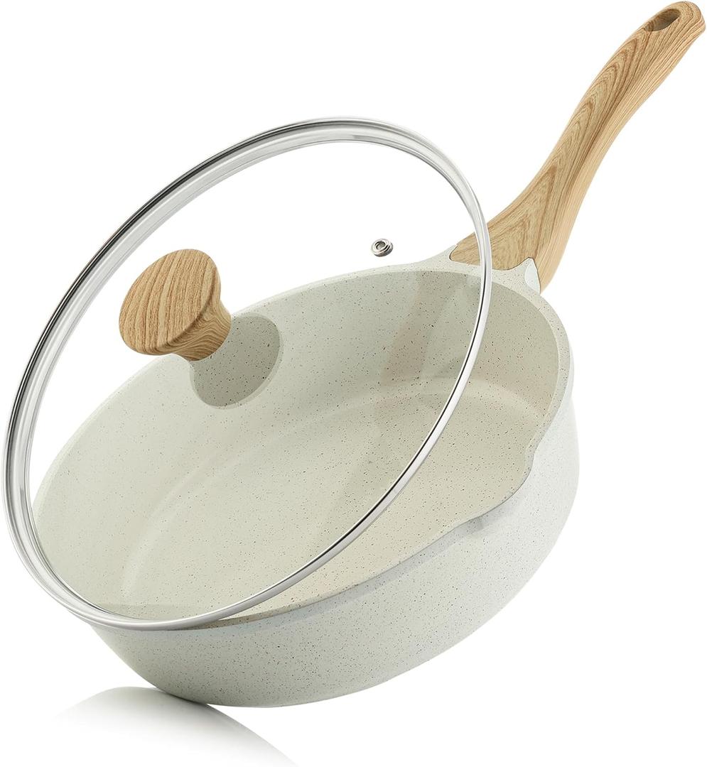 SENSARTE Nonstick Ceramic Saute Pan 10 Inch/3.5QT, Non-toxic Deep Frying Pan Skillet with Lid, Healthy Jumbo Cooker, Stay Cool Handle, Induction Compatible, PFOA & PFAS Free