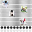 CUNQN Magnet Bulletin Board 6 Pcs Metal Magnet Boards Frameless Magnetic Stainless Iron Board Strip Display Board with 20 pcs Magnet Memo Strip for Office Home School, CQBXGGGT6US, Silver