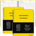2PCS Waterproof Spiral Notebooks with Hard Cover for Outdoor Camping, Field Graph, 100 pages per Weatherproof Notepad, A6 Medium Size All-Weather Steno Pads (4.8"x7", Yellow)