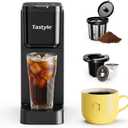 Tastyle Single Serve Coffee Maker for K Cup and Ground Coffee | Brew up to 16 Oz, Fits 7.3'' Travel Mug | Hot, Bold & Over Ice | Compact for Office, RV& Hotel, Classic Black (3.0 Version)