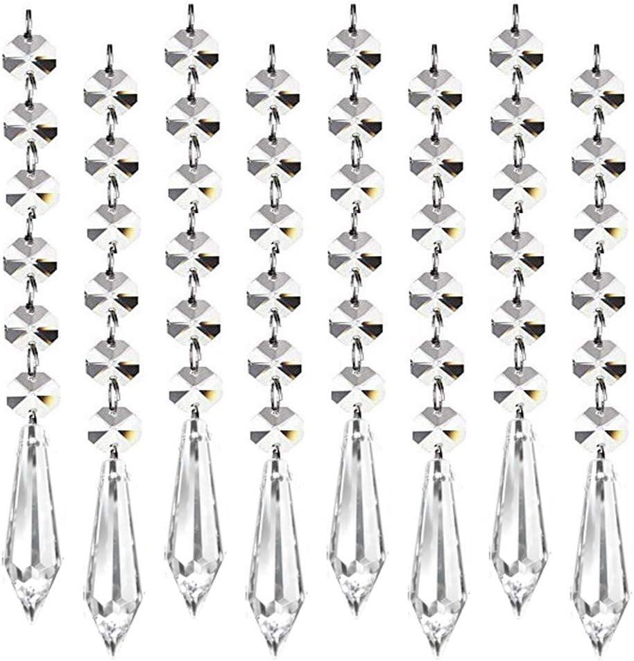 HOHIYA 30pc Hanging Crystals for Centerpieces Acrylic Chandelier Garland Beads Strands Prism Decorations Wedding Party Manzanita Christmas Tree Ornament Clear Taiwan Made