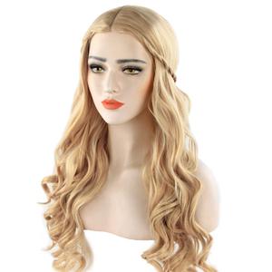 Acecharming Long Platinum Blonde Wigs Braid Women, Girl's Charming Synthetic Party Costume Cosplay Wig With Wig Cap
