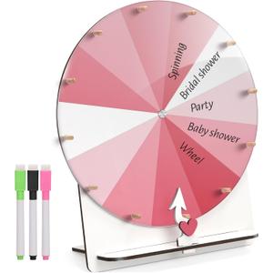 12-Inch Spinning Wheel for Baby Shower & Bridal Shower Games - Prize Wheel Spinner with Stand & Heart Shape Arrow - Funny Bachelorette Party Games Ideas(Pink)