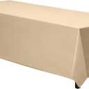 Rectangle Tablecloth - 90 x 156 Inch Beige Table Cloth for 8 Foot Table with Floor-Length Drop - Heavy Duty Washable Fabric - 8 Ft Buffet Table, Holiday Party, Wedding & Baby Shower (90 x 156 inch Rectangle)