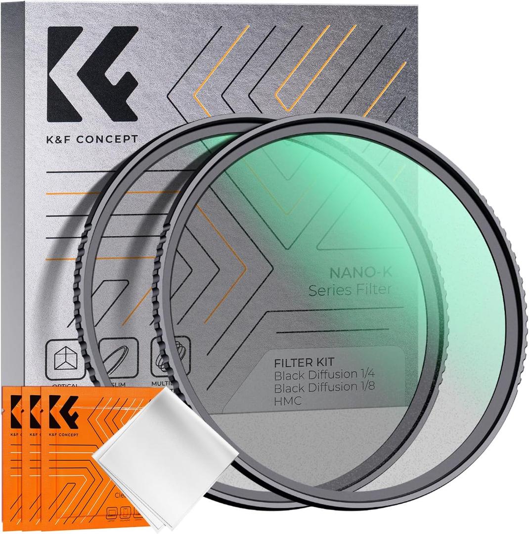 K&F CONCEPT 67mm Black Diffusion 1/4 & 1/8 Filters Kit Mist Cinematic Effect Filters Set with Multi-Layer Coated for Camera Lens - K Series