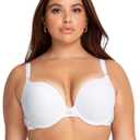 Smart & Sexy Womens Maximum Cleavage Underwire Push Up Bra (36C, White With Lace Wings)
