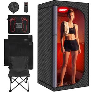MIXC Upgraded Infrared Sauna Box Low EMF Ideal for Relaxation & Detoxification | Includes Folding Chair | Multi-Layer Full-Body Sauna Tent for Home, Spa, Indoor, Outdoor & Gym Use (Infrared Version)