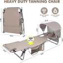 Tanning Chair with Sun Canopy Face Hole Softer Padded Adjustable Washable, Heavy Duty Layout Folding Lounge Chair for Adults Outside Beach Reading Sunbathing Poolside Lawn, UPF 50+ Sun Shade, 300 LBS