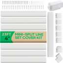 4" 23Ft Mini Split Line Set Cover, PVC Ductless Air Conditioner Decorative Pipe, Pump Covers, AC Line Cover Kit, for Outside Units Air Conditioners & Heat Pumps, All in One Set