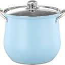 VOTTERCO Nonstick Stockpot With Lid 5 Quart, Professional Stainless Steel Blue Soup Pot with Riveted Handles, Polished Cooking Pot for Induction Ceramic Electric Gas Stoves, Dishwasher Safe (Blue)