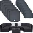 ClawsCover 14Pack Outdoor Patio Seat and Back Cushions Replacement Covers Fit for 7Pieces 6-Seater Wicker Rattan Sectional Couch Chair Furniture Set,Dark Grey-Include Cover Only (Large)