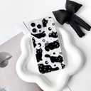 NITITOP Compatible with iPhone 14 Pro Max Case Clear Cute Stylish Cats Moon Star Pattern for Girls Women Soft TPU Transparent Shockproof Protective Phone Cover - Black